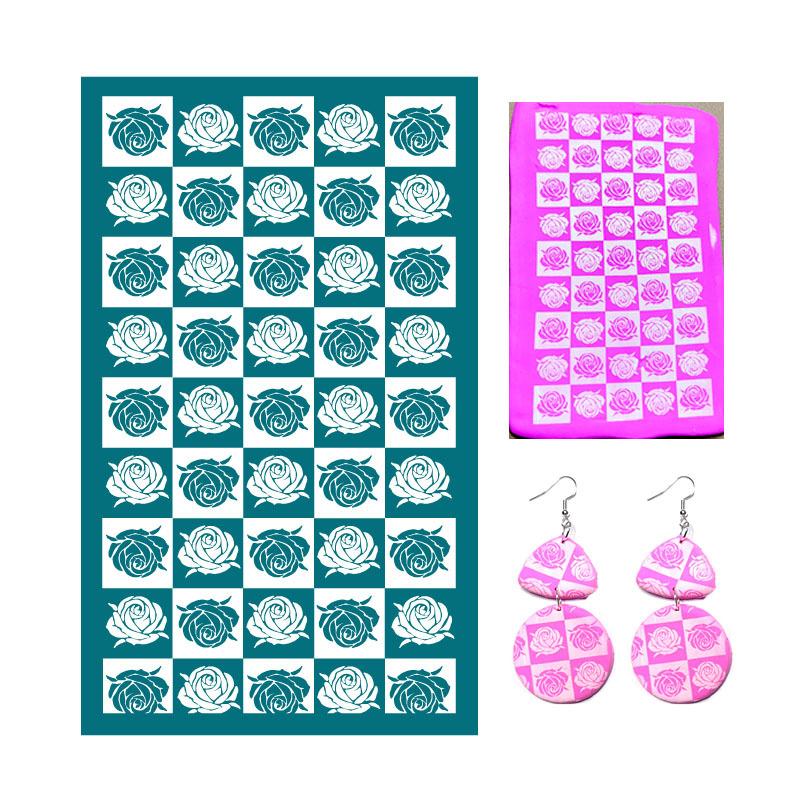 23 Styles Self-Adhesive Silk Screen Stencils for Polymer Clay Palm Leaves Reusable Mesh Transfer Printing Earring Jewelry Making