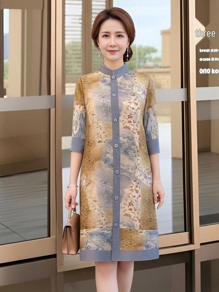 Frühlingshaftes Blumen-Faltenkleid - Elegant in Übergröße für Frauen mittleren Alters