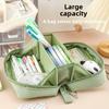 Creative Simple Pencil Bag Three-dimensional 180° Opening Pencil Box Dopamine Color Match Student Cute Stationery Storage Bag