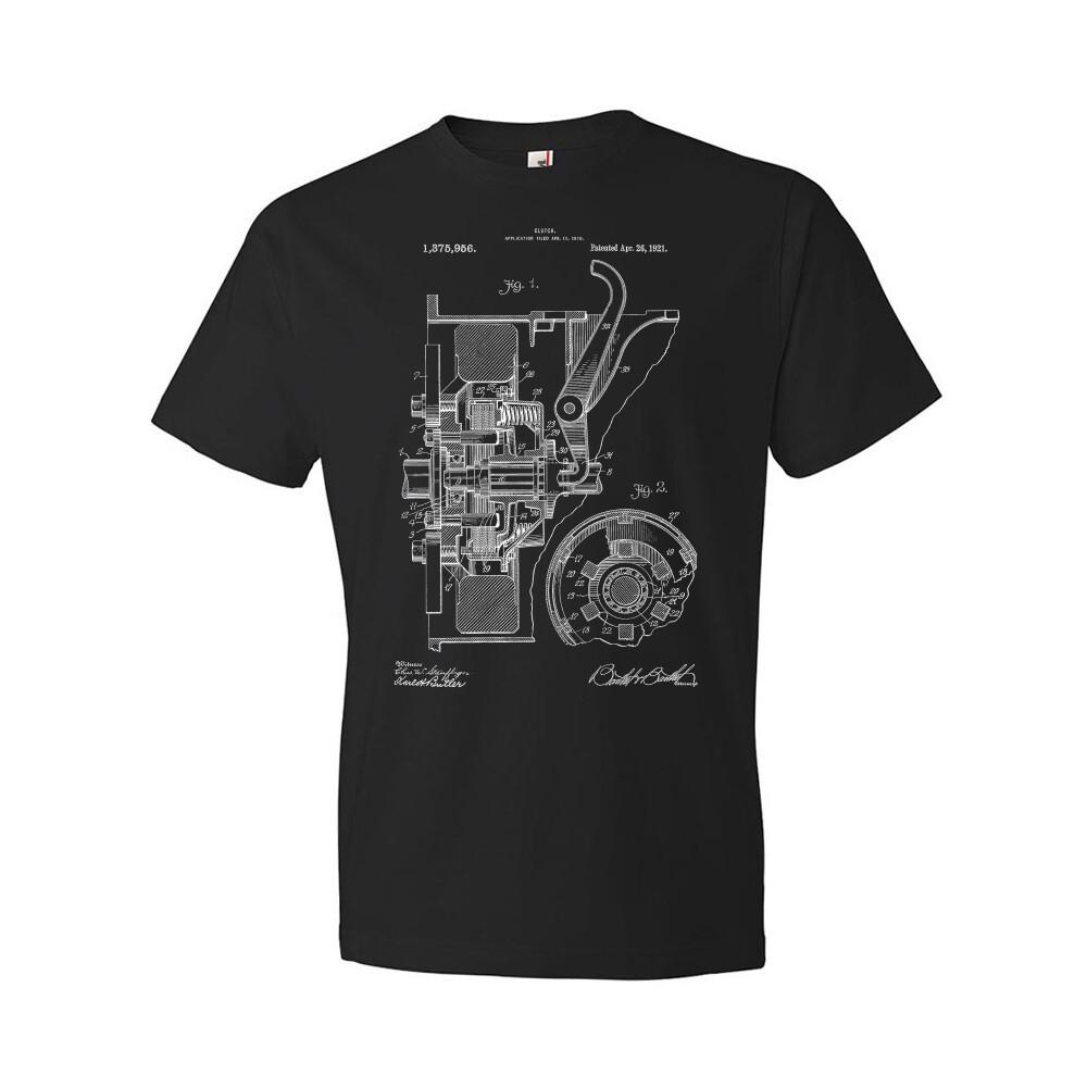 Clutch Patent Shirt Automotive Engineer Gearhead Gift Mechanical Tee Car Apparel M