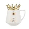 Nordic Gilded Crown Ceramic Mug with Lid
