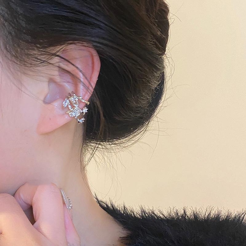 Korean Zircon Flower Earbone Clip Personalized Earrings Earrings Earrings Design Sense