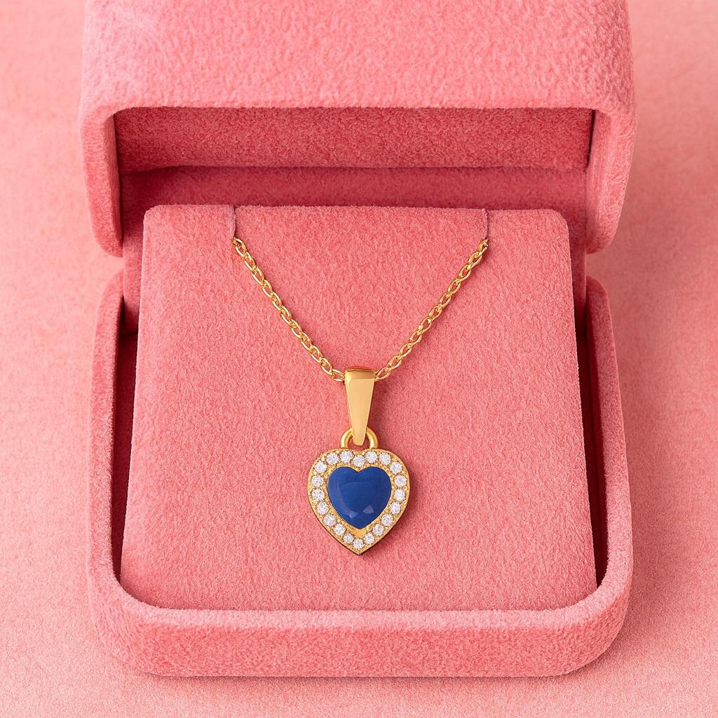 Blue Sapphire Halo Accent Pendant - Sterling Silver