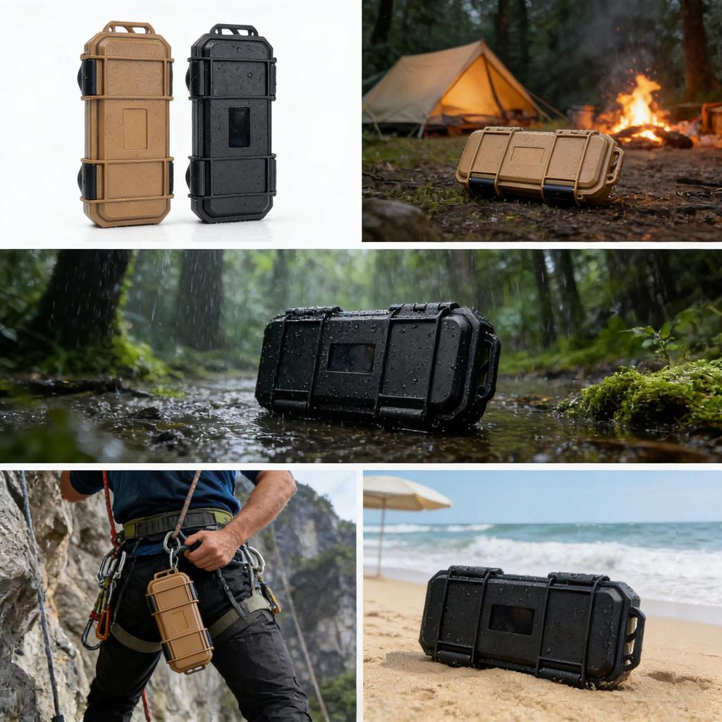 Outdoor Waterproof Shockproof Knife Storage Box for Folding or Straight Knives, EDC Tools, Earphones, and Cables.