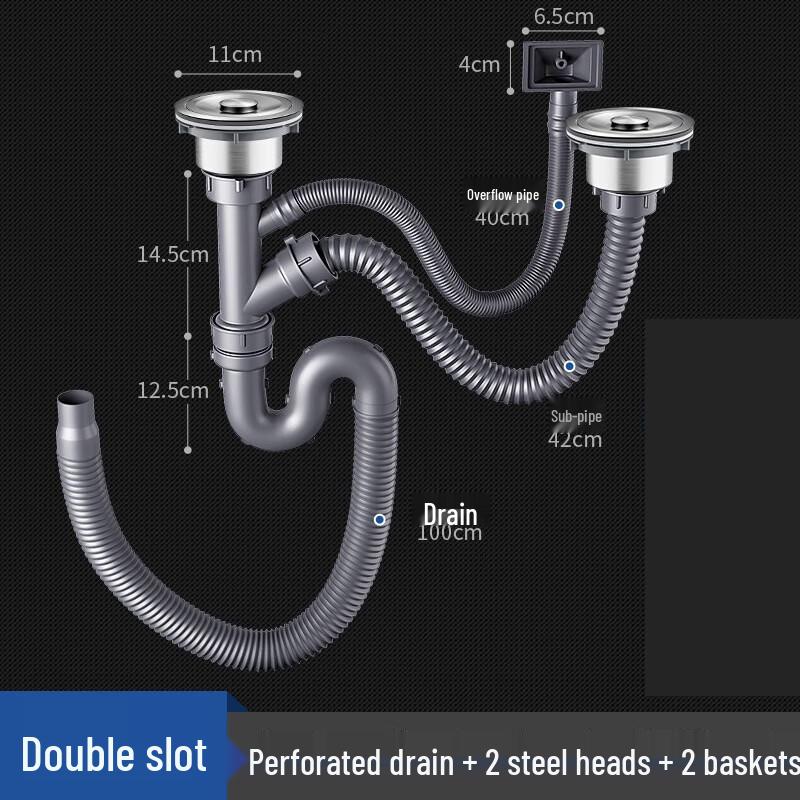 Утолщенный двойной комплект слива для кухонной раковины Xuanyong
