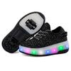 Summer Coconut Shoes Double Wheel Runaway Shoes Children's Pulley Shoes LED Light Shoes Vibration Luminous Shoes Full Circle Light