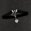 Gothic Retro Heart-shaped Purple Crystal Agate Pendant Black Velvet Necklace for Women Hallowmas Party Charm Choker Jewelry Gift