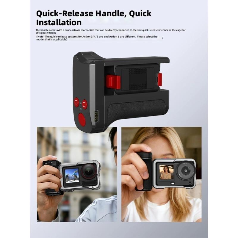 Aluminum Alloy Action Camera Grips With Bluetooth-compatible Connectivity And Magnetic for Action 3/4/5PRO Ergonomic Handling