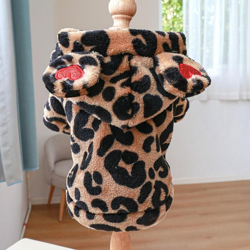 Pullover Dog Coat Dog Hoodies Dog Coat With Hood Dog Clothes Leopard Dog Hoodie