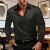 Men Glossy Dress Shirt Turndown Collar Button Down Shirt Long Sleeve Formal Shirt for Prom Party Dating Wedding