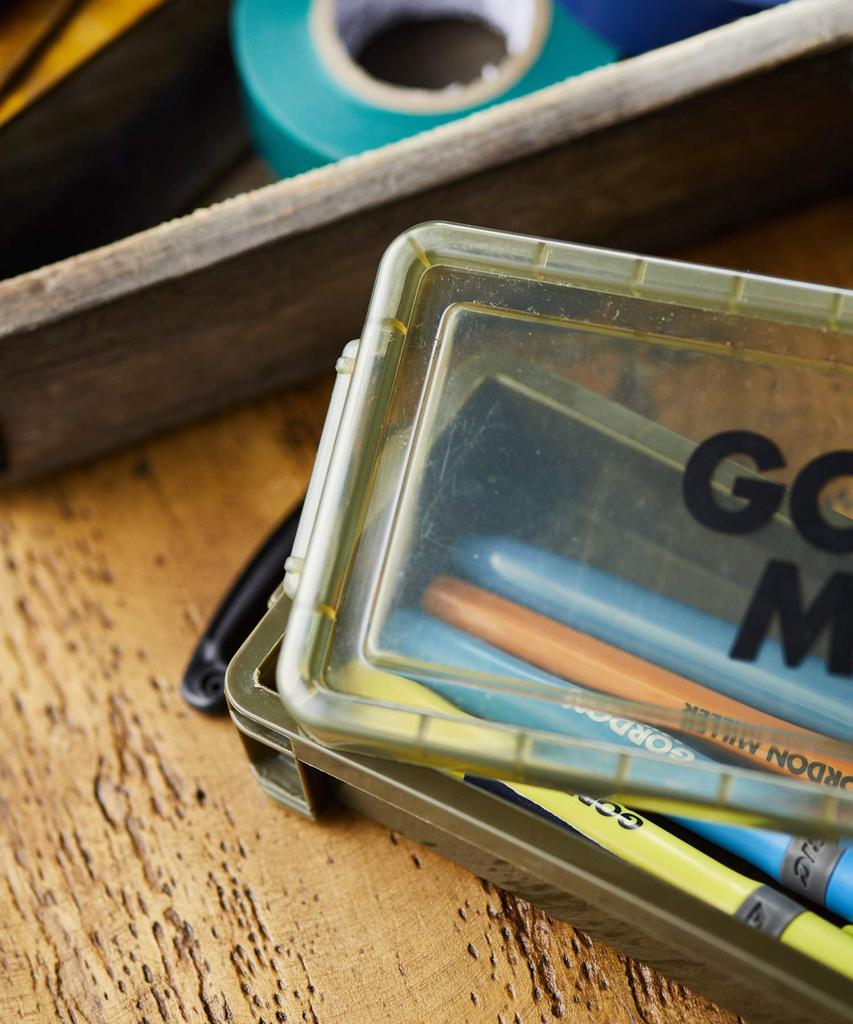 GORDON MILLER Storage Box L Size x H32 x Locking Lid with Lid Pen Case Pencil Case Fishing Tackle OD Olive Drab Khaki 31338 (W200 D78)