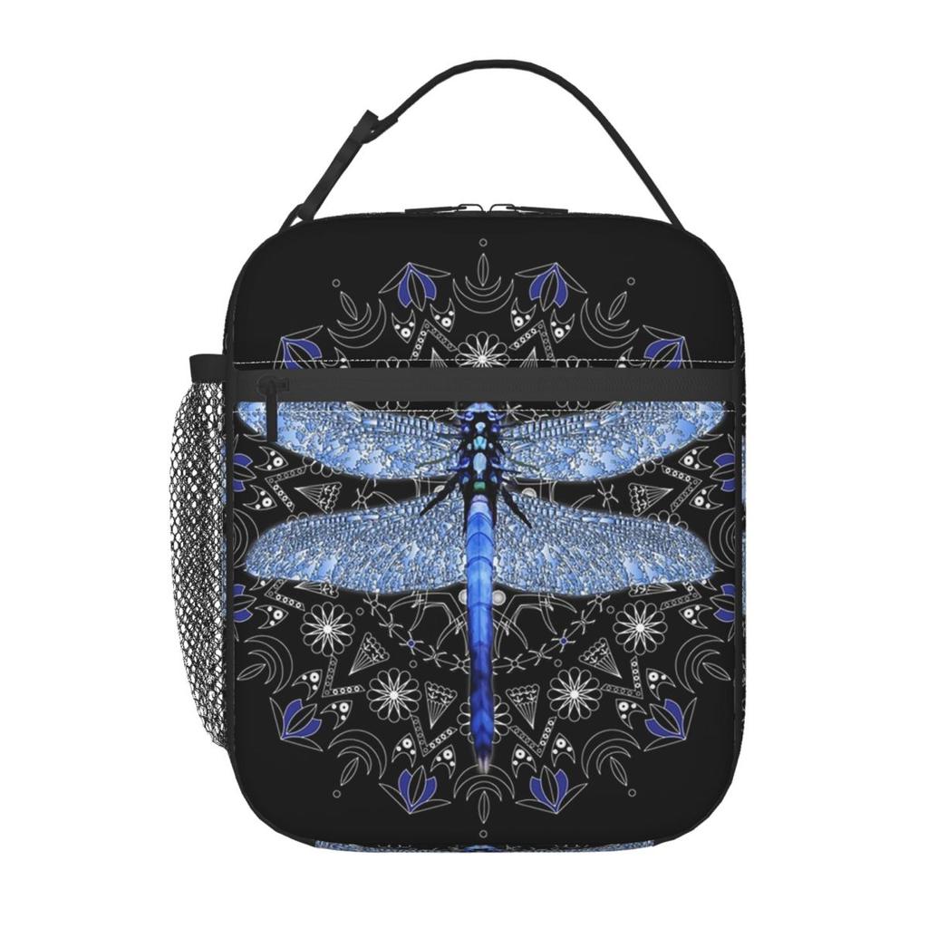 Bunte Mandala Libelle Isolierte Lunchtasche für Damen Kinder Tragbare Lebensmittelboxen Thermische Lunchbox Tragetasche