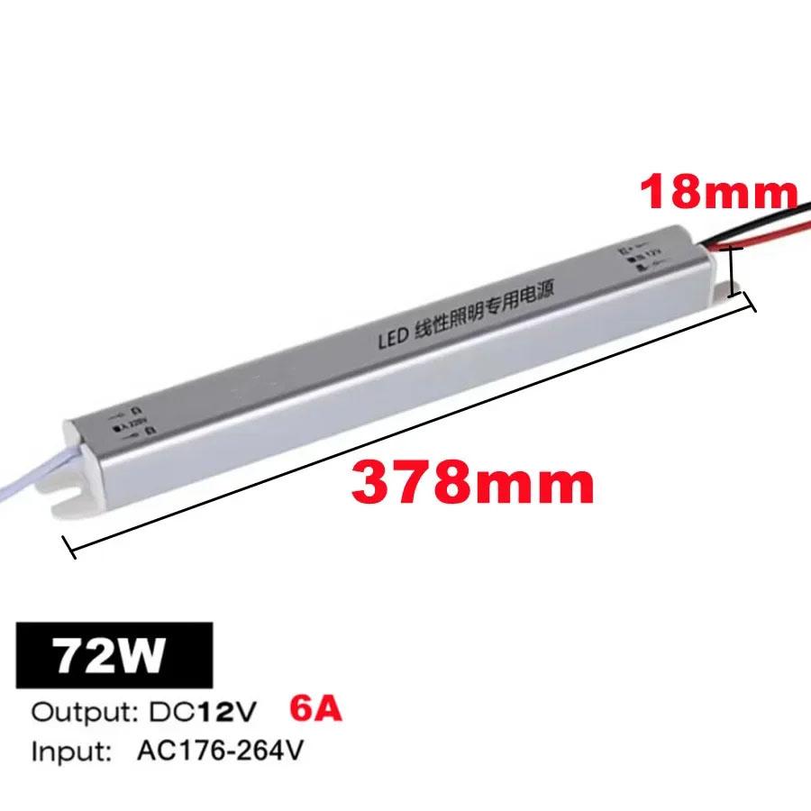 12V/24V Ultratynn Switching Power LED Driver Strømforsyning AC 220V Belysningstransformator for LED-stripe 24W 36W 48W 60W 72W 100W