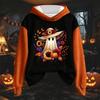 Women's Long Sleeve Pullover Hoodie with Halloween Print Drawstring Hood for Casual Wear