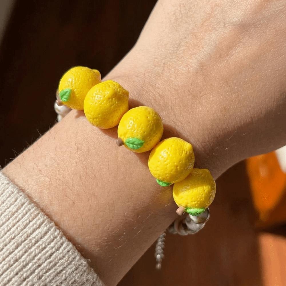 Simulation Fruit Beaded Bracelet Colorful Beads Summer Bohemian Jewelry  Girls Wear