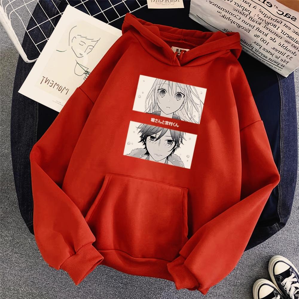 Harajuku Anime Horimiya Miyamura Izumi and Hori Kyouko Graphic Print Hooded Men Women Aesthetic Hoodies Sweatshirt Male Pullover