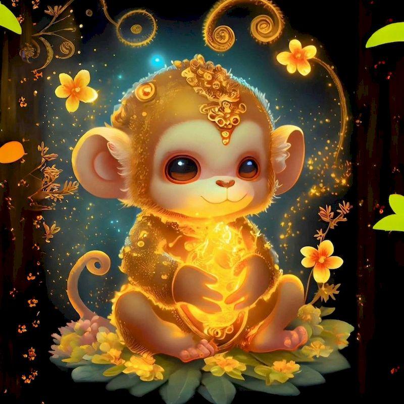 

Алмазная вышивка обезьяна новинка 2025 картина животное картина из страз 5D мозаика мультфильм декор детской комнаты Full Round 20x20CM