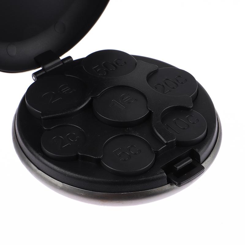 Round Usd/Euro Coin Dispenser Storage Coins Purse Wallet Holders Storage Box