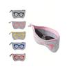 Soft Felt Eyeglass Case With Colorful Eyeglass Pattern Design Portable Fashionable Eyewear Storage Bag, Versatile Travel Pouch For Various Items