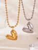 Oumayka 18K Gold-Plated Stainless Steel Heart & Round Bead Necklace