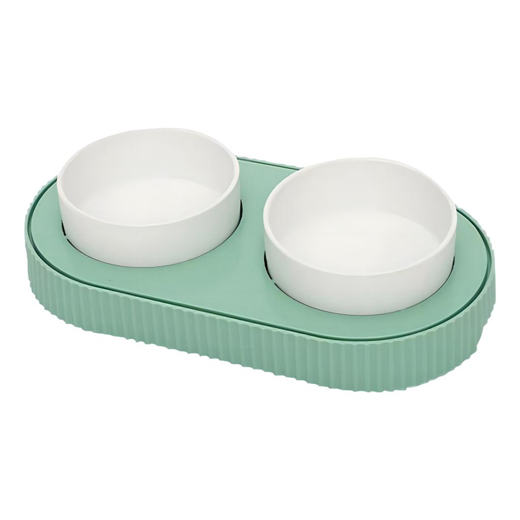 Warm Drinking Double Ceramic Bowls for Pets USB Heated Water Dish Bowl Food Feeder Bowl for Pet Indoor and Outdoor Use