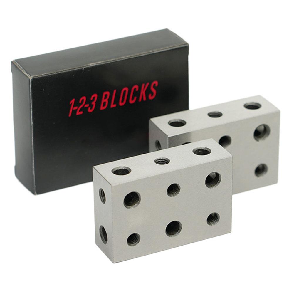 1 Pair Steel Blocks 1-2-3 Blocks Set Matched Pair 11 Holes Steel Setup Blocks 1\"x2\"x3\" Metalwork For Machinists Woodworkers