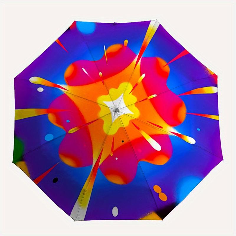 

1pc Psychedelic Art Automatic Opening/closing umbrella, Reinforced 8-Rib Construction, Compact Travel Umbrella yy250808207