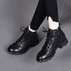 Martin boots women's autumn and winter new round head lace-up casual short boots black cowhide flat cotton boots women's leather boots