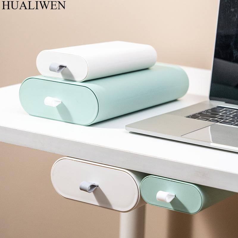 Underdesk Storage Box, Invisible Drawer, Adhesive Office Desk Bottom Organizer Box