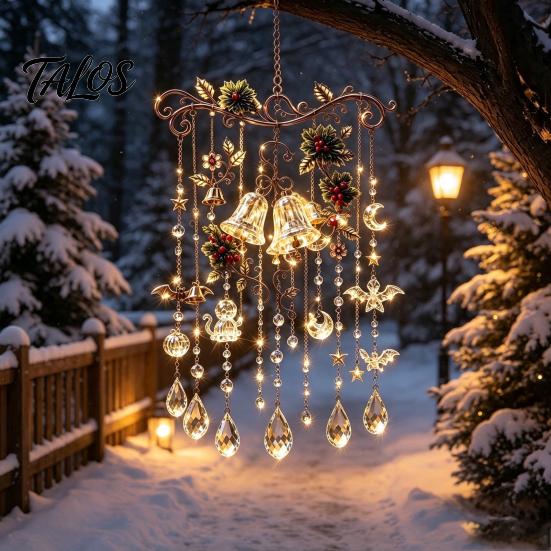 Indoor Outdoor Decorative Chimes Handmade Acrylic Wind for Christmas Window Decoration, Festive Hanging Wall Fireplace Accents Ornaments Outdoor,