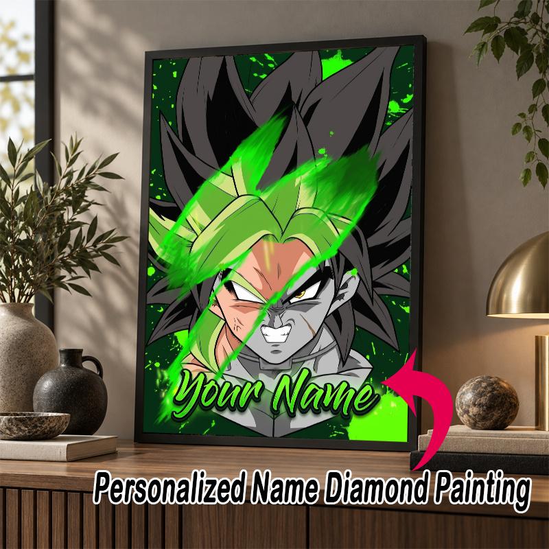 Personalized Broly Diamond Art Custom Name 5D Diamond Painting Full Drill DIY Craft