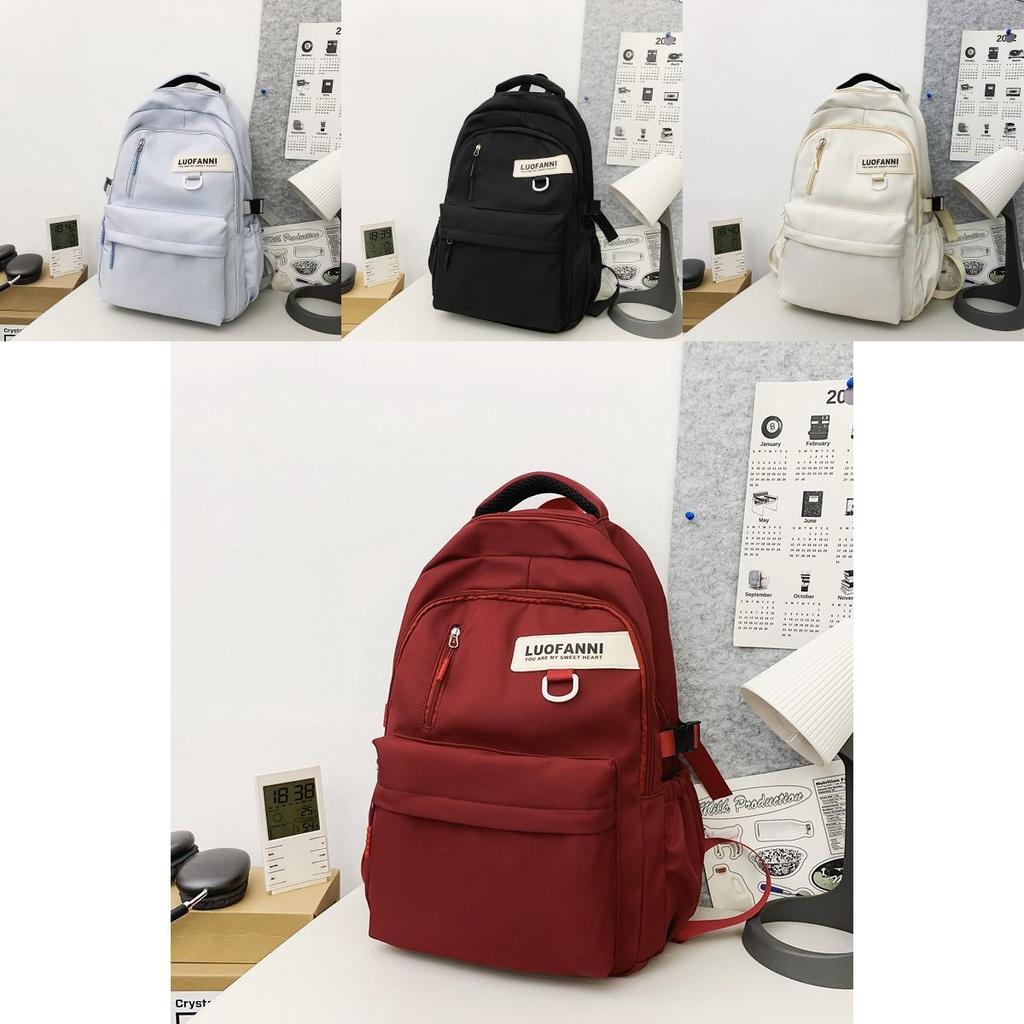 Letter Lightweight Nylon Student Backpack With Zipper Closure For High School And College Daily Use