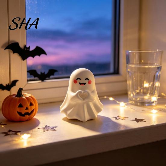 Holiday Party Table Centerpieces Halloween Ghost Pen Holder, Cute Mini Figurine Desk Decor, Funny Desktop Cup Pencil Stand Ornament, Creative