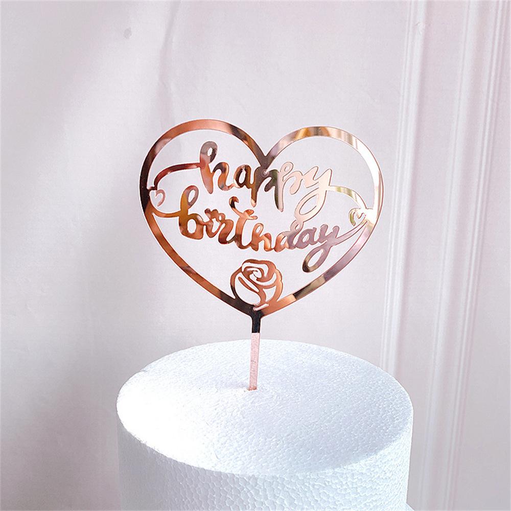 Happy Birthday Cake Topper Cake Acrylic Rose Gold Topper Birthday Party Decoration