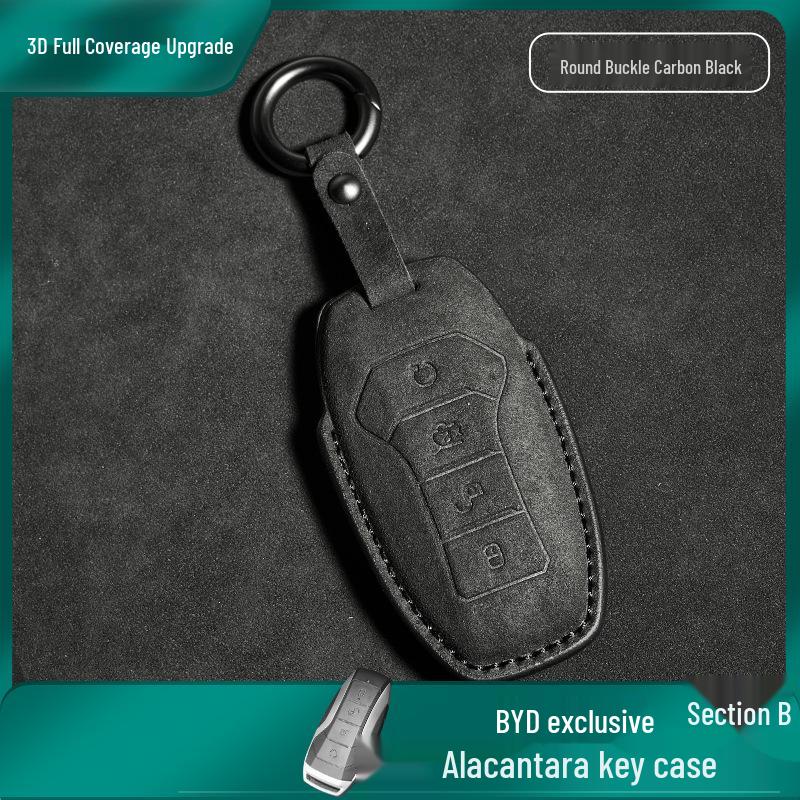 BYD Car Key Suede Case for Tang DMI, Han EV, Dolphin, Seal, Song PLUS, Yuan DMP Models