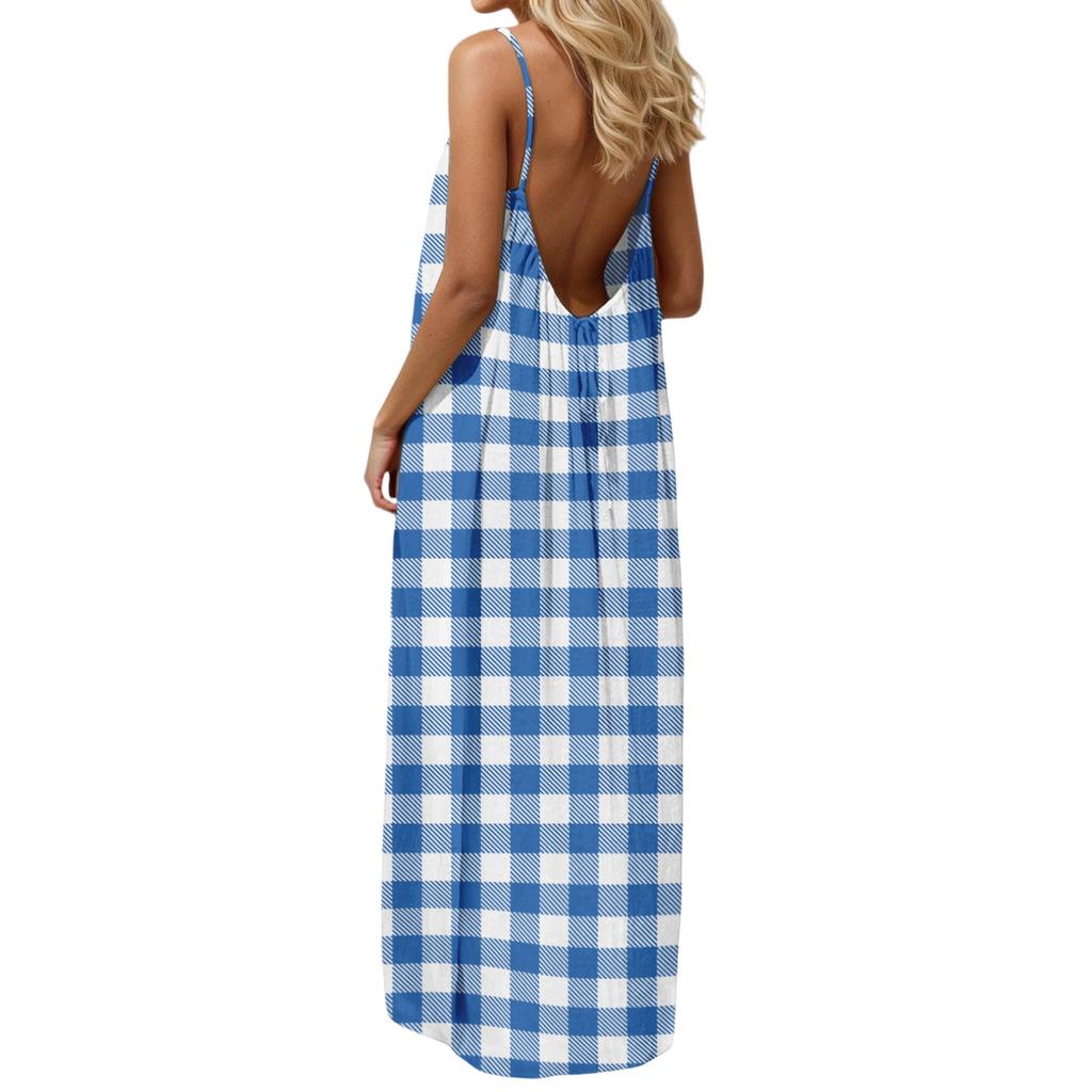 Women's casual fashionable striped checkered printed dress