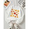 Autumn Leaves Pattern Maple Orange Yellow Girls' Fashionable Crewneck Sweatshirt, Autumn and Winter Western Style Top