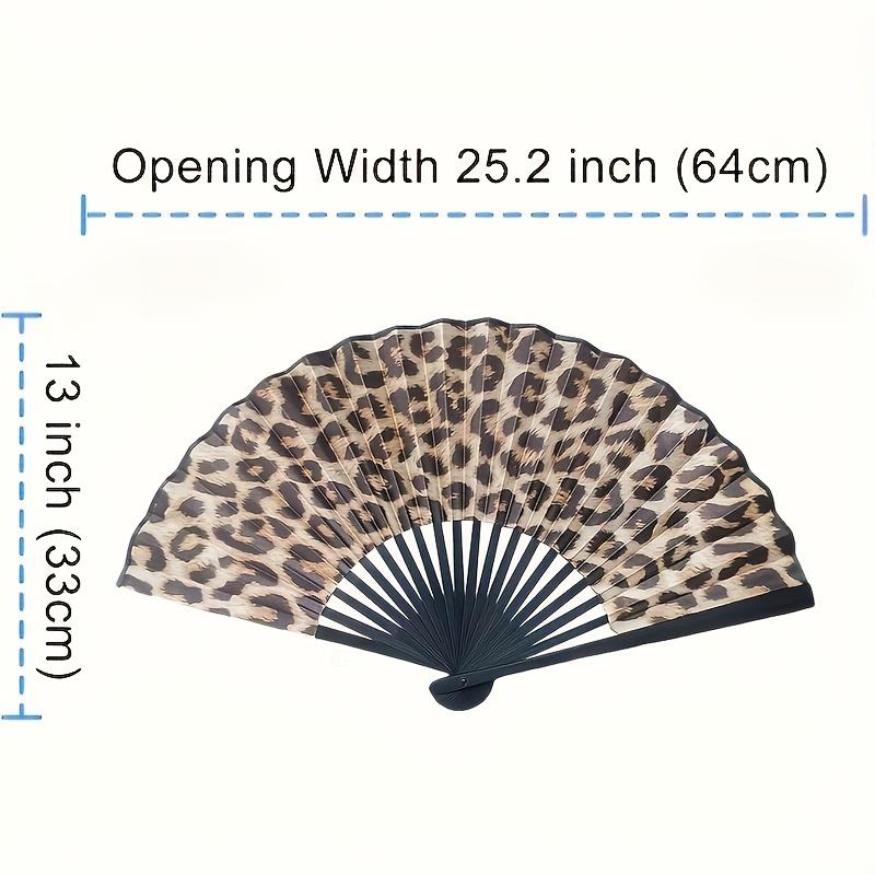 

Элегантный складной веер с леопардовым принтом и черной рамой - Используется для выступлений, вечеринок, свадеб и домашнего декора