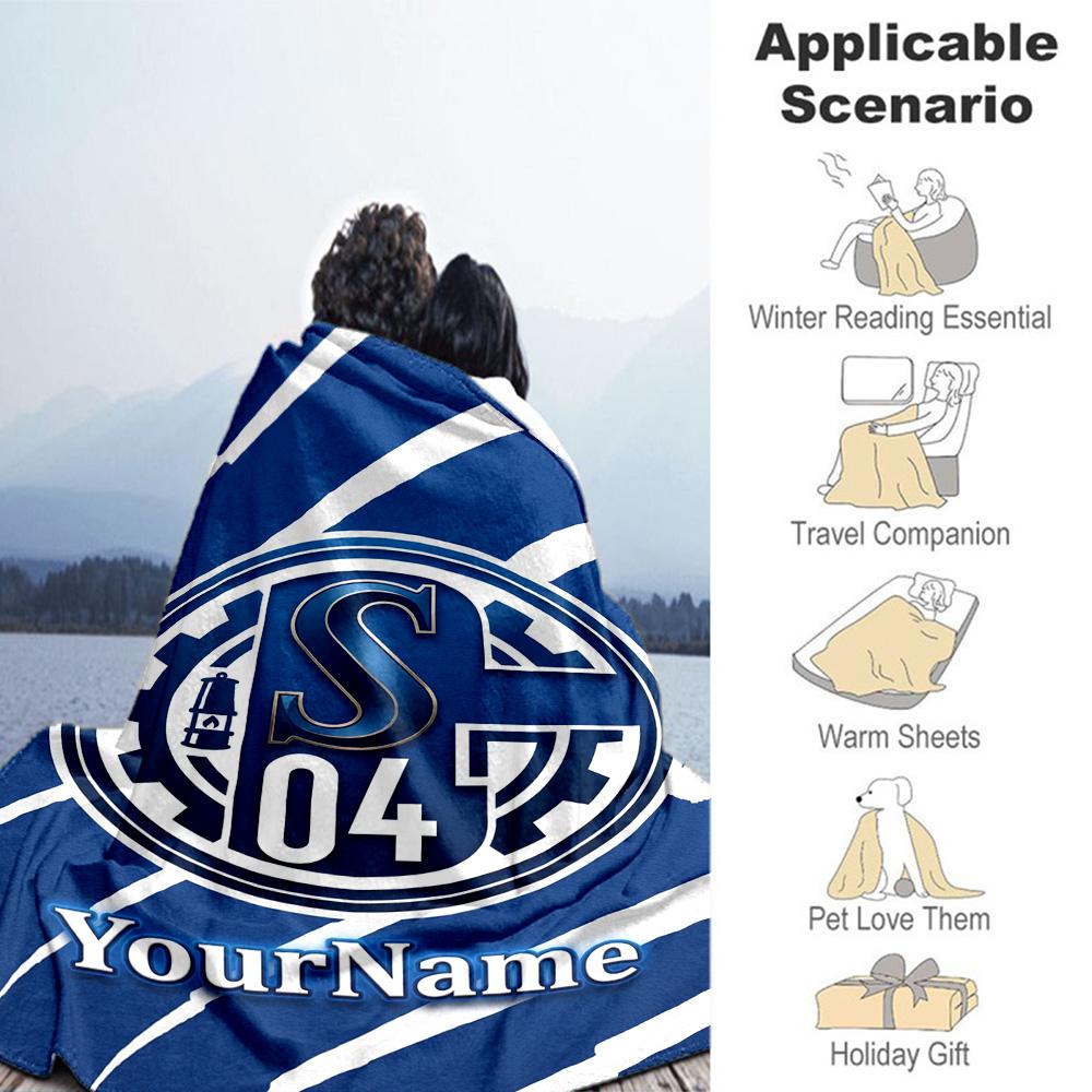 Coperta Personalizzata Fc Schalke 19 Testo Regalo Coperta Personalizzabile Morbida e Accogliente Perfetta per Divano Soggiorno Letto Uso Stagione Singola