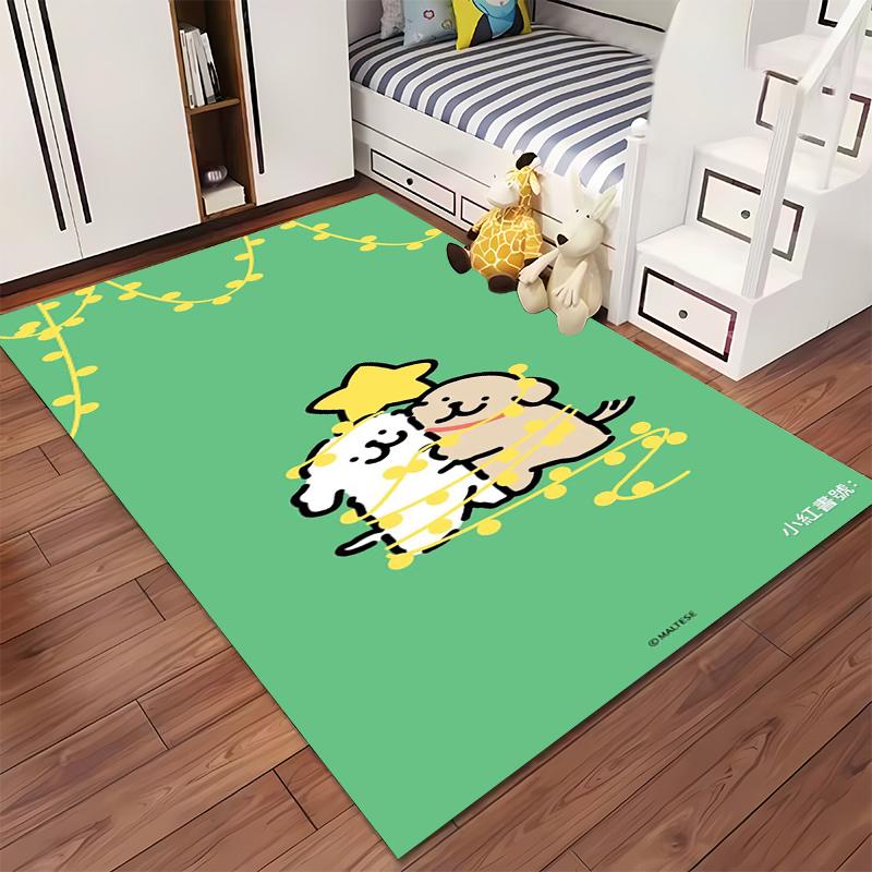 Green Cartoon Carpet with Cute Animal Design and Star Accents Suitable for Use As an Anti-slip for Living Room Bedroom Sofas
