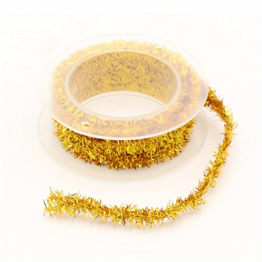 1pc Christmas Tinsel Garland Decoration - Metallic Shiny Ribbon for DIY Crafts, Festive Holiday Supply