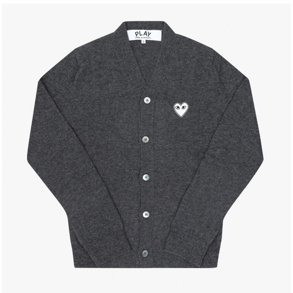 Comme Des Gar Ons Play White Heart V Neck Cardigan Ax N062 051