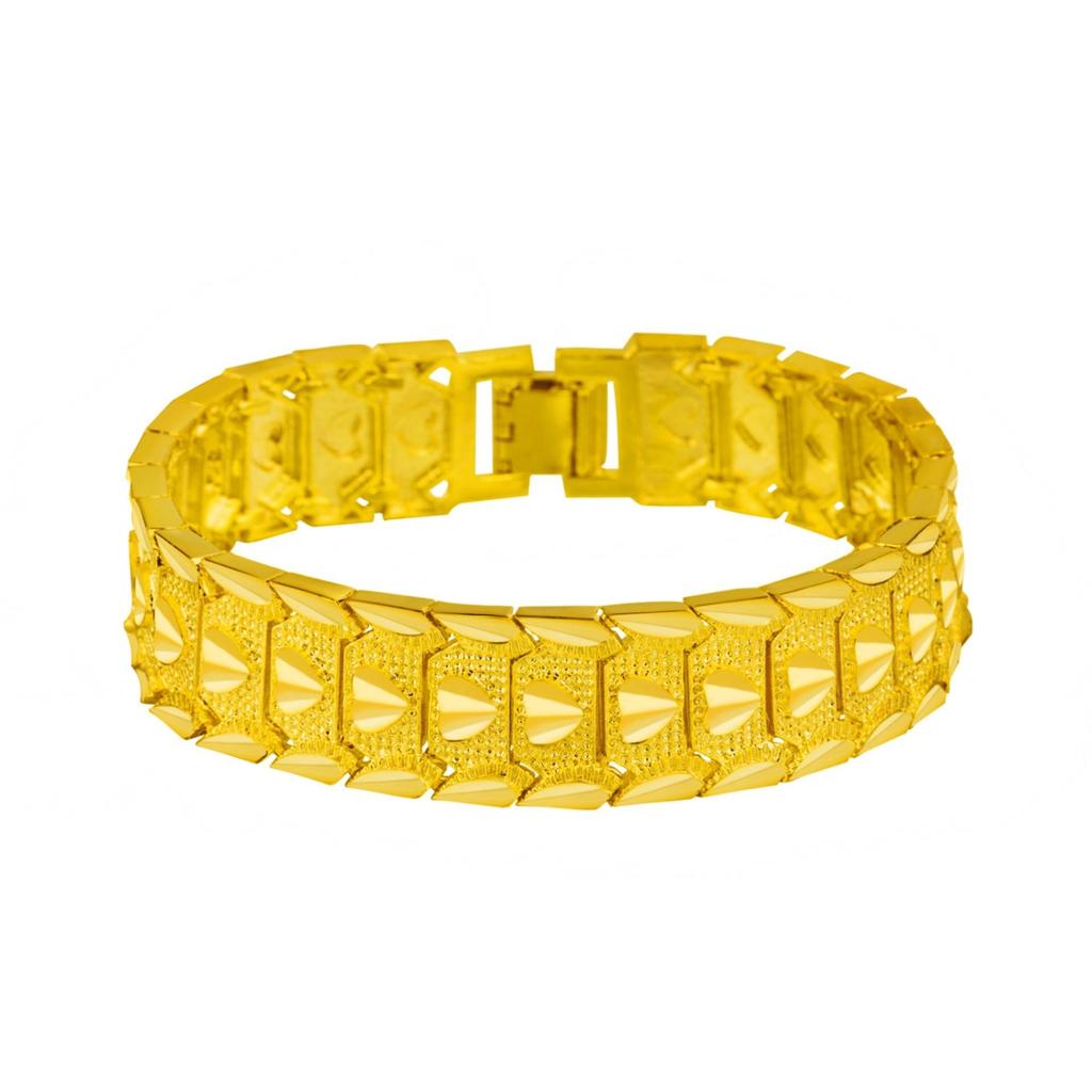 Men's 24K Gold-Plated Engraved Bracelet Watch Chain