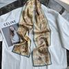Oil painting, landscape painting, silk silk scarf, women's slender silk scarf, high-end double-layer double-sided streamer, sunscreen shawl