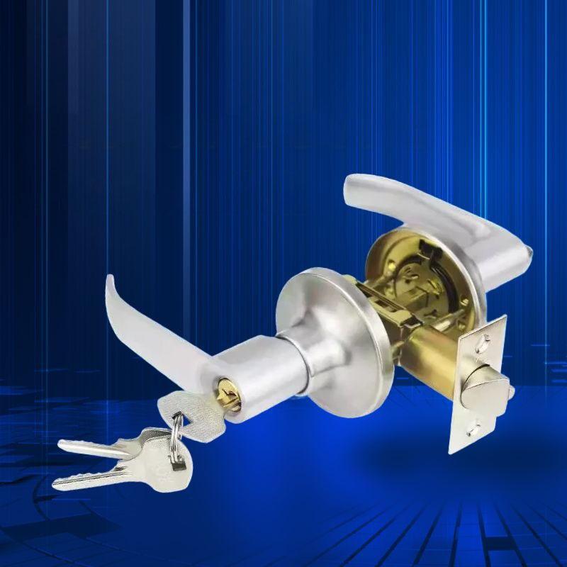 Door Handle Lock Aluminium Alloy Safety Bar Lock Kit with Core Latch Keys for Bathroom Household 45‑65mm Door Thickness