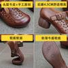 New Spring and Summer Thick Heel Breathable Single Shoes Women's First Layer Cowhide Hollow Hole Shoes Leather Shoes Mother Shoes