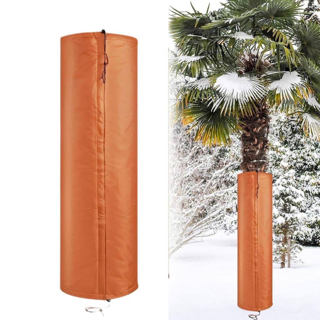 Winter Tree Trunk Freeze Protection Cover Cylindrical Tree Trunk Protector Drawstring Thermal Insulation Wrap For Outdoor Garden Palm Trees Shrub