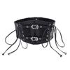 Lace Embroidered Retro Style Cummerbund Shaping Belt Metal Buckle Waist Elastic
