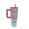 Cross-Border 304 Stainless Steel Leopard Print 40-Ounce Ice Cup with Handle and Straw, High-Quality Car-Mounted Large-Capacity Thermos Cup
