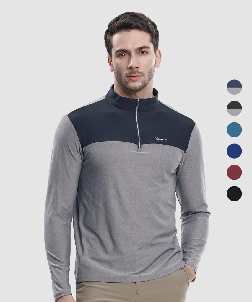 EXTRASPORTY Top Secret Men'S Color-Blocked Long Sleeve Zip-Up T-Shirt 6 Colors (Type A)